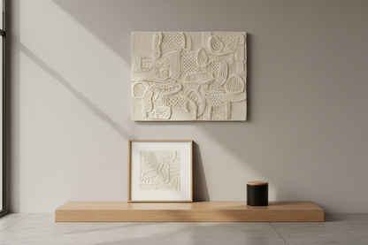 make the picture smaller and also add a smaller matching picture sitting on a table near a black candle jar